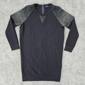 Madewell Black Tweed Ponte Baseball Dress Fall Tunic Heavy Weight Women's Size S